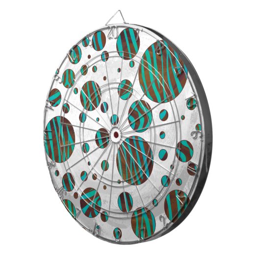 Jeu De Fléchettes Polka Dot Zebra Brown et Turquoise (Devant droit)