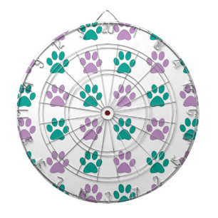 Jeu De Fléchettes Purple and teal puppy paw prints