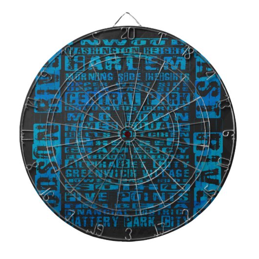Jeu De Fléchettes Quartiers de New York en bleu (Devant)