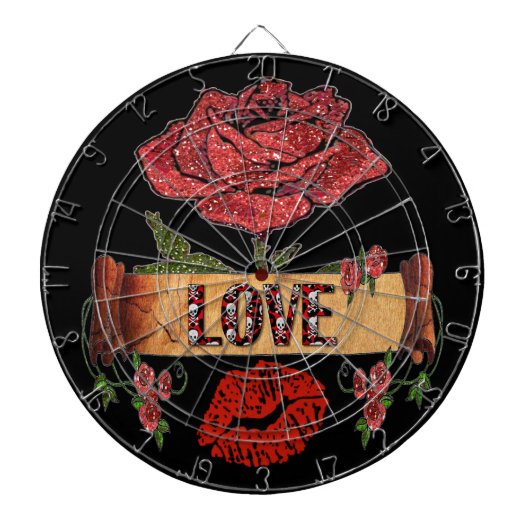 Jeu De Fléchettes RAB Rockabilly Saint-Valentin Roses, Amour & Rouge (Devant)