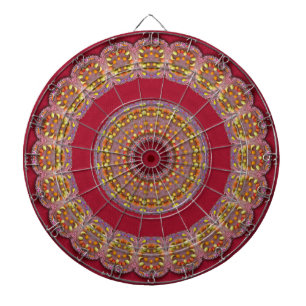 Jeu De Fléchettes Rosaces Mandala Rouge Or Jaune
