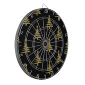 Jeu De Fléchettes Sapins de Noël Or sur Fond Noir (Devant gauche)