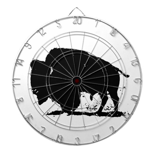 Jeu De Fléchettes Silhouette de buffle noir et blanc (Devant)