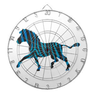 Jeu De Fléchettes Silhouette noire et bleue Zebra