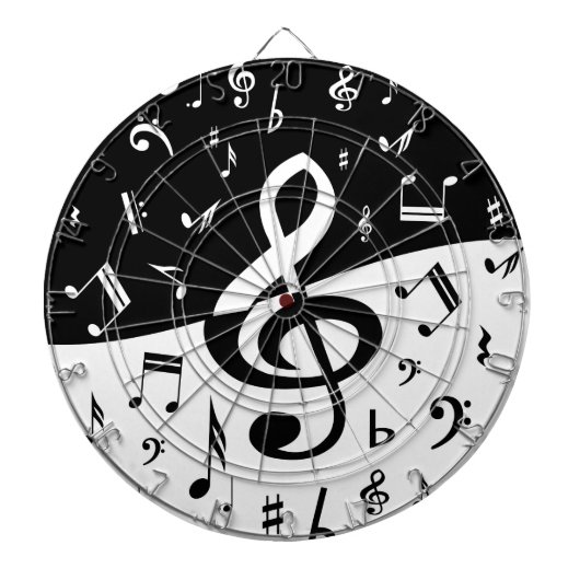 Jeu De Fléchettes Stylish Treble Clef Wave Black and White (Devant)