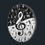 Jeu De Fléchettes Stylish Treble Clef Wave Black and White<br><div class="desc">Un motif élégant et accrocheur de notes musicales aléatoires en noir et blanc avec une grande clé trible au centre. Le fond du design est composé de notes de musique noire sur un arrière - plan blanc et le dessus de notes de musique blanche sur un arrière - plan noir....</div>