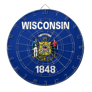 Jeu De Fléchettes Tableau avec Drapeau du Wisconsin, États-Unis