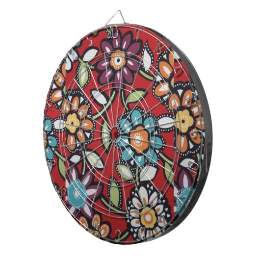 Jeu De Fléchettes tableau noir des fleurs hippies (Devant droit)