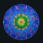Jeu De Fléchettes Teinture à tarte bleu-vert<br><div class="desc">Image fractale de type rotationnel ressemblant au teint cravate des années 1960; multicolore avec blues et jaune prédominant.</div>