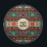 Jeu De Fléchettes Turquoise Terracotta Monogram<br><div class="desc">Amérindiens motif géométrique de style sud-ouest avec des tons traditionnels de bleu clair et bleu turquoise foncé, beige en adobe, terre cuite et noir. Personnalisez avec votre propre Monogramme ou texte pour décorer cette maison du Nouveau Mexique, de l'Arizona, du Colorado, et du désert de l'Utah, ou d'accuser cette usure...</div>
