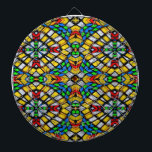 Jeu De Fléchettes Vitrail jaune, rouge et bleu<br><div class="desc">Design coloré de vitraux jaunes,  verts,  rouges et bleus. Aussi avec d'autres décorations maison et cadeaux assortis. Par celeste@khoncepts.com</div>