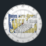 Jeu De Fléchettes Waterboy Volleball en bleu et jaune<br><div class="desc">Volleyball, Boys are Great Every Team Needs a Waterboy tshirts, cadeaux et accessoires créés par ITD Sports Center présentent notre design original de type en plusieurs couleurs qui dit, Boys Are Great Every Team Needs A Waterboy. Le W en waterboy est très grand avec notre oeuvre originale d'un volley-ball jaune,...</div>