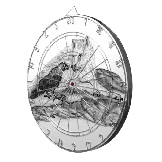 Jeu De Fléchettes Wolf et Raven noir et blanc (Devant droit)