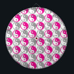 Jeu De Fléchettes Yin yang gris et rose motif<br><div class="desc">Yin yang gris et rose motif sur arrière - plan blanc</div>
