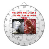 JEU DE FLÉCHETTES YOU KNOW YOU LIVE IN COUNTRY RAN BY IDIOTS (Devant)