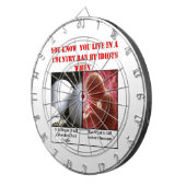 JEU DE FLÉCHETTES YOU KNOW YOU LIVE IN COUNTRY RAN BY IDIOTS (Devant droit)