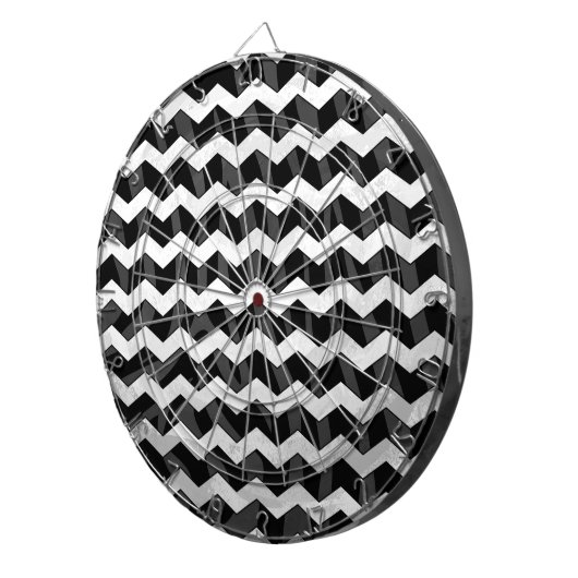 Jeu De Fléchettes Zebra Black et Grey Chevron (Devant droit)