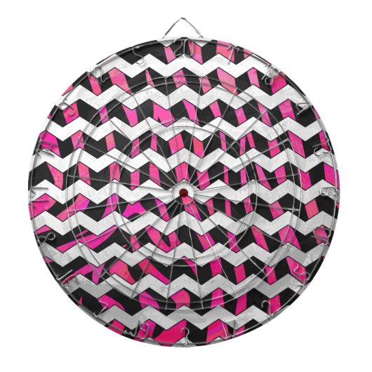 Jeu De Fléchettes Zebra Chevron noir et rose chaud (Devant)
