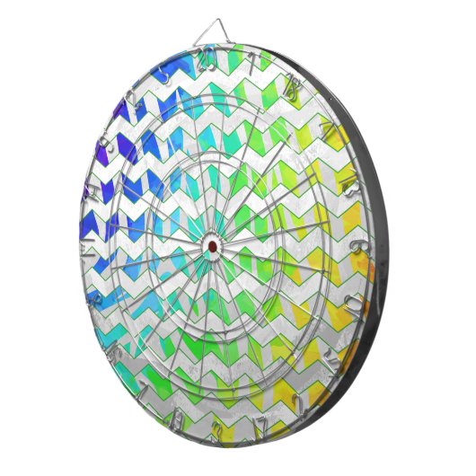 Jeu De Fléchettes Zebra Chevron Rainbow et White Print (Devant droit)
