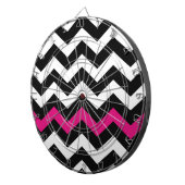 Jeu De Fléchettes Zigzag noir et blanc classique avec rose chaud (Devant droit)