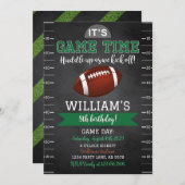 Jeu de football Anniversaire Invitation Noir (Devant / Derrière)