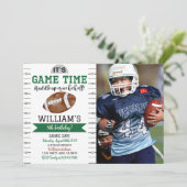 Jeu de football Anniversaire Photo Invitation Blan (Debout devant)