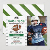 Jeu de football Anniversaire Photo Invitation Blan (Devant / Derrière)