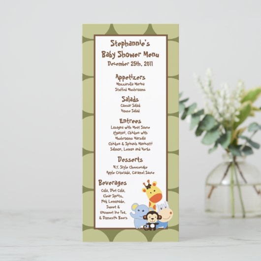 Jeu de jungle de 25 cartes de menu (Debout devant)