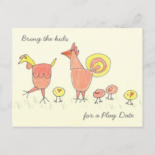 Jeu de la famille de poulet Date Invitation