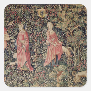 Jeu de Marelle et Cueillette de Fruits" Vierkante Sticker