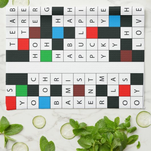 Jeu de mots croisé avec la serviette de thème de (Plié)