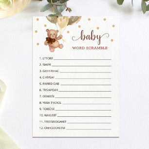 Jeu de mots mêlés Ourson pour carte de Baby Shower