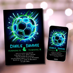 Jeu de Neon Football Anniversaire Invitation Boys