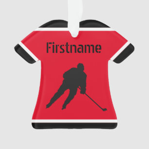 Jeu de Noël de hockey sur glace - maillot noir rou