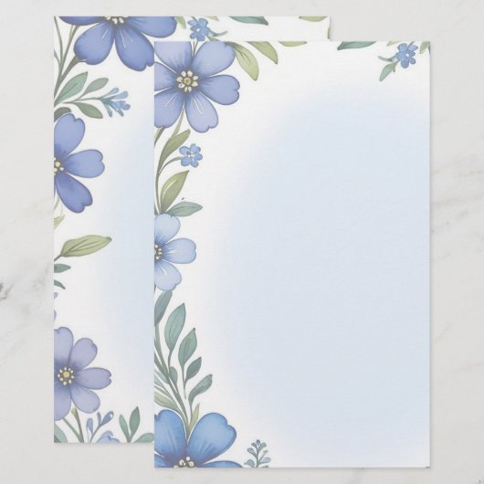 Jeu de papeterie Blue Floral (Devant / Derrière)