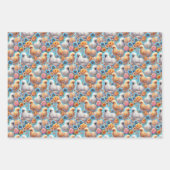 Jeu de papier à envelopper plat 3 feuilles de poul (Devant)