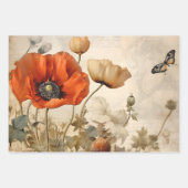 Jeu de papier de découpage vintage Red Poppies (Devant 3)