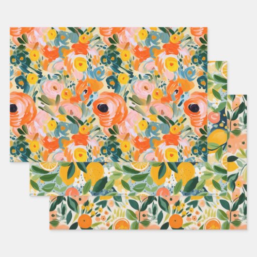 JEU DE PAPIER DÉCORATIF ABSTRAIT DE CITRUS ET DE F (Lot)