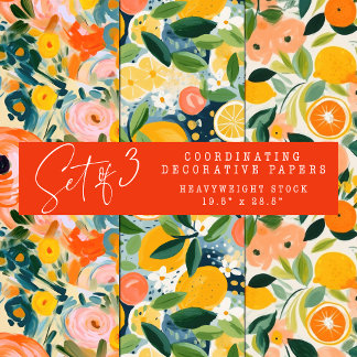 JEU DE PAPIER DÉCORATIF ABSTRAIT DE CITRUS ET DE F