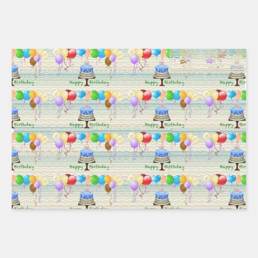 jeu de papier d'emballage d'anniversaire (Devant 2)