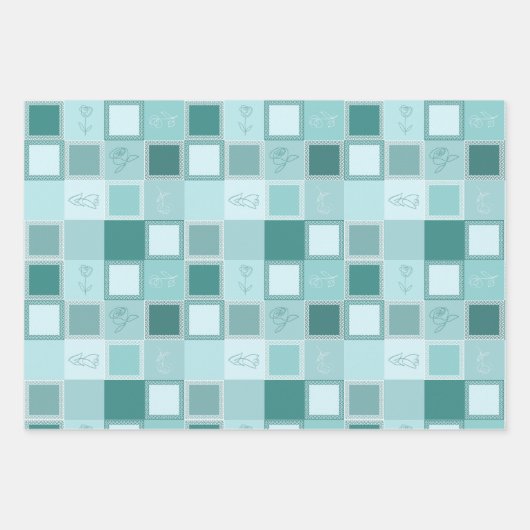 jeu de papier d'emballage de 3 feuilles conception (Devant 2)