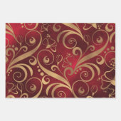 Jeu de papier d'enveloppement à motifs floraux rou (Devant 3)