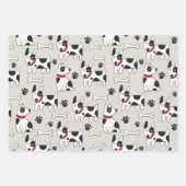 Jeu de papier d'enveloppement de chien blanc noir (Devant)