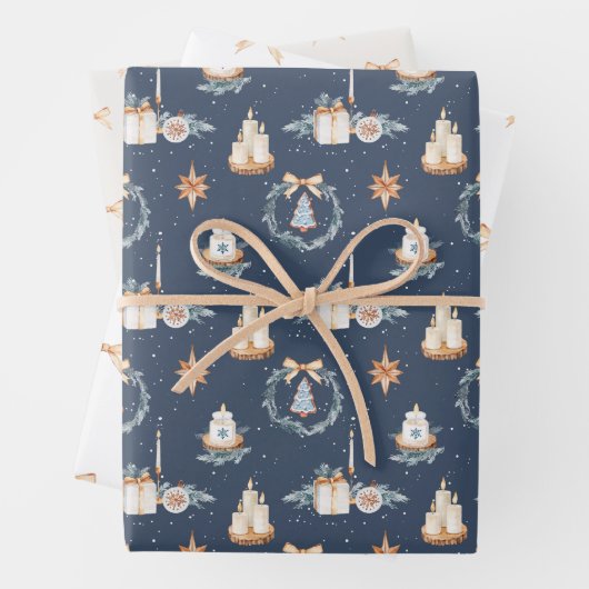 Jeu de papier d'enveloppement de Noël (En situation)