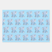 Jeu de papier d'enveloppement d'éléphant bleu mign (Devant)