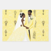 Jeu de papier d'enveloppement Mariage jaune (Devant)