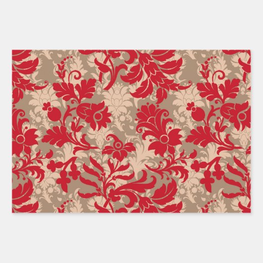 Jeu de papier rouge et beige de Noël rustique (Devant)
