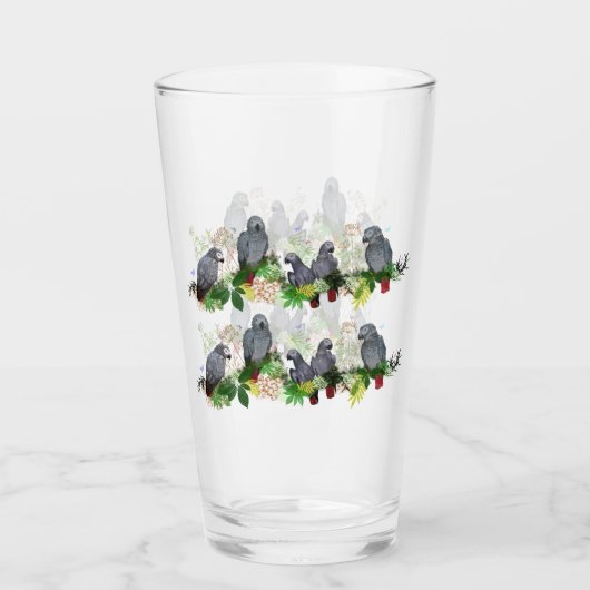 Jeu de perroquets gris africain Tumbler en verre (Devant)