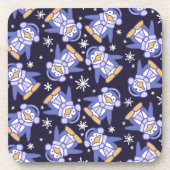 Jeu de pingouins bleu Noël 6 dessous de verre (Devant)