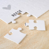 Jeu de puzzle familial personnalisé Coeurs et nom (Côté)